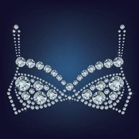 illustration of shiny bra made up a lot of diamonds on the black background のイラスト素材