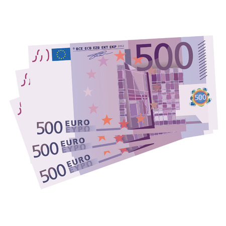 Vector drawing of a 3x 500 Euro bills のイラスト素材
