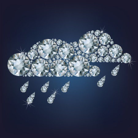 illustration of clouds made up a lot of diamonds on the black background のイラスト素材