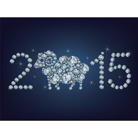 Happy new year 2015 creative greeting card with sheep made up a lot of diamondsのイラスト素材