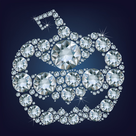 Halloween Pumpkin made up a lot of diamonds on the black background のイラスト素材