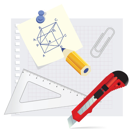 Set school supplies on the white backgroundのイラスト素材
