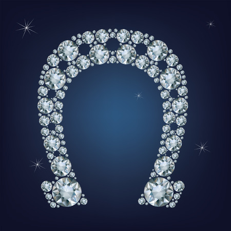 Lucky horseshoe made a lot of diamondsのイラスト素材
