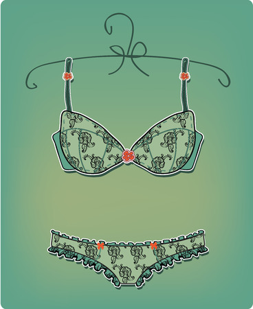 Lingerie vintage corset on white backgroundのイラスト素材