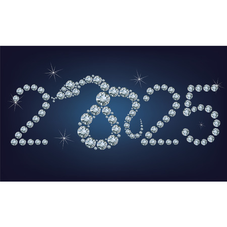 Happy new year 2025 creative greeting card with Snake made up a lot of diamondsのイラスト素材
