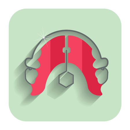 Orthodontic teeth retainer brace bracket.Dental flat icon.のイラスト素材
