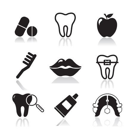 Dental and Orthodontics Flat Icons Setのイラスト素材