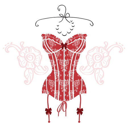 Lady's sexy red vintage corsetのイラスト素材