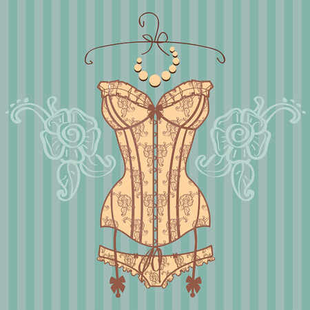 Vintage guipure corset vector illustrationのイラスト素材