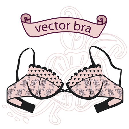 floral designed bra flat style vector illustrationのイラスト素材
