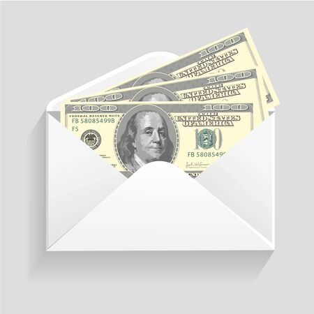 Open envelope and 100 dollar bills cashのイラスト素材