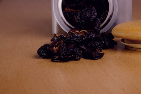 Prunes in a glass jarの写真素材