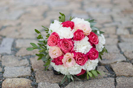 festive bouquet of pink-whiteの写真素材
