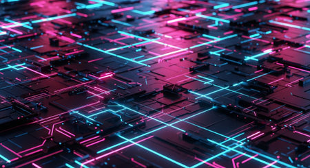 Abstract futuristic circuit board background, 3d rendering. Computer digital drawing.の素材