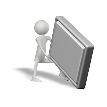 3d human should raise the monitor の写真素材