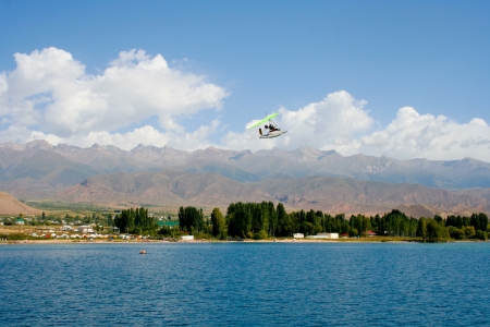 View of the coast of the Issyk-Kul with The sides of the waterの写真素材