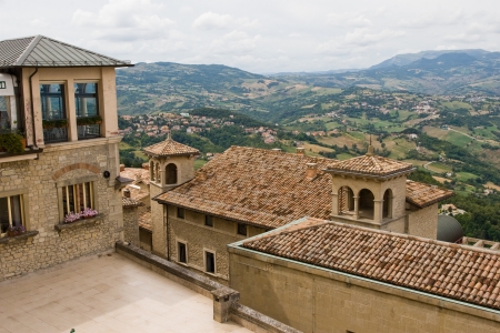 View of the State-fortress of San Marino and the neighborhoodのeditorial素材