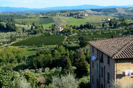 View on Toskansike hills near San Gimignanoの写真素材