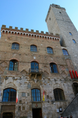 Old buildings in the town of San Gimignanoの写真素材