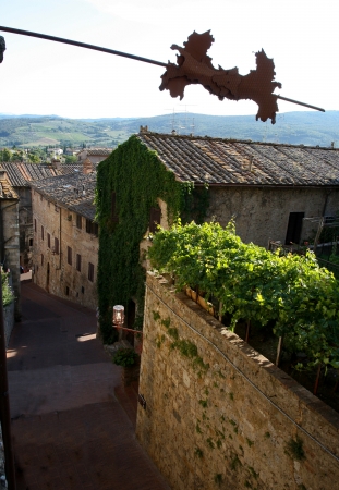 Old buildings in the town of San Gimignanoの写真素材