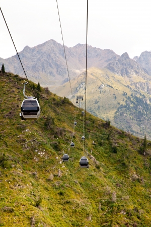 cable car at the rink Medeo in Alma-Ataの写真素材