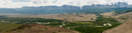 altai, mountains, nature,  mountain, landscape,  Panorama, outdoors, sky, range, summer, russia, tree, travel, hill, rock, forest, siberia, in, valley, cloud, blue, extreme, peak, ice, beauty, water, cloudscape, day, snow, panoramic, terrain, tranquil, glの写真素材
