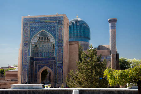 Ancient mausoleum, decorated with mosaics, Gur-Emir, Amir Temur in Samarkand, Uzbekistan, in summer. 04/30/2019のeditorial素材