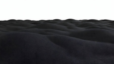 3d render of black sand with waves isolated on white background.の素材