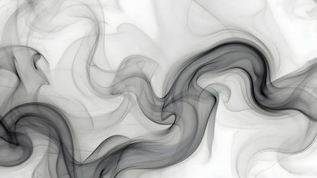 Abstract black smoke on white background. Fantasy fractal texture. Digital art. 3D rendering.の素材