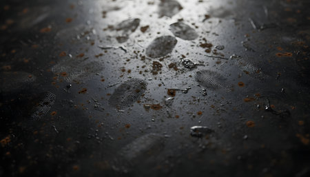 The surface of the oil spill. Close-up of oil spill on the floorの素材