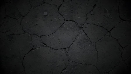 Old cracked black wall background. Abstract grunge texture. Dark wallpaperの素材