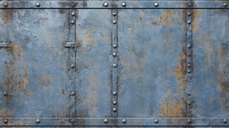 Metal texture with rivets and scratches. Abstract background and texture for design.の素材