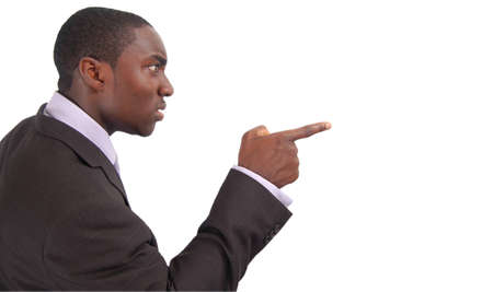 This is an image of businessman angry businessman pointing his finger.の写真素材