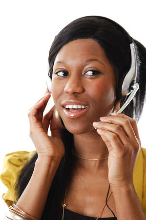 This is an image of a female call operator. This image can be used for telecommunication and service...