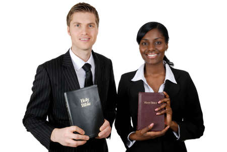 This is an image of a couple holding bibles. 