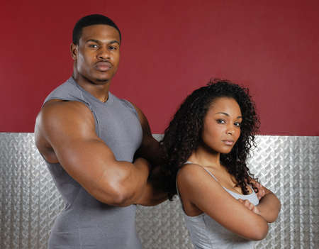 This is an image of a fitness trainer couple.の写真素材