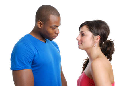 This is an image of a couple looking at each other.の写真素材