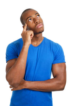 This is an image of male student thinking about the future.の写真素材