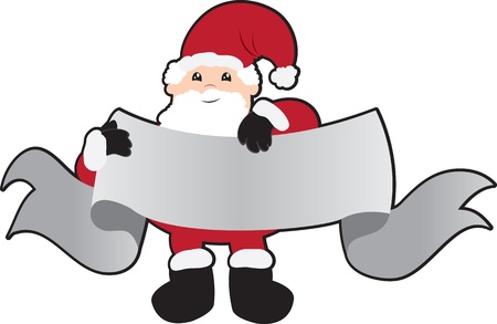Santa holding a large banner for text.のイラスト素材