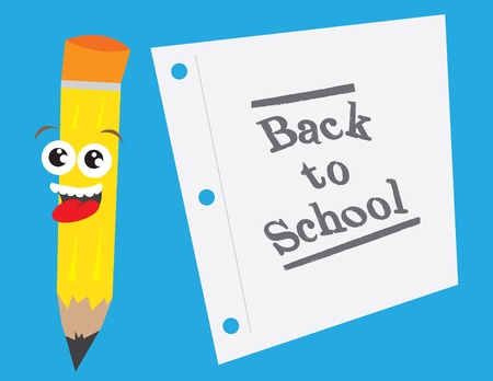 Pencil character with back to school paper.のイラスト素材