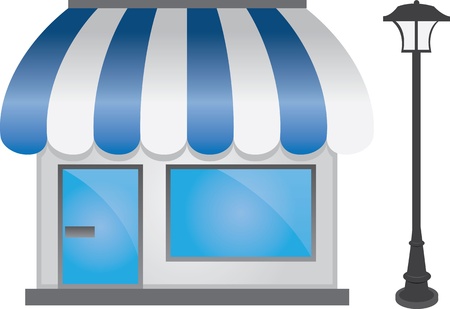 Store shop front with light postのイラスト素材