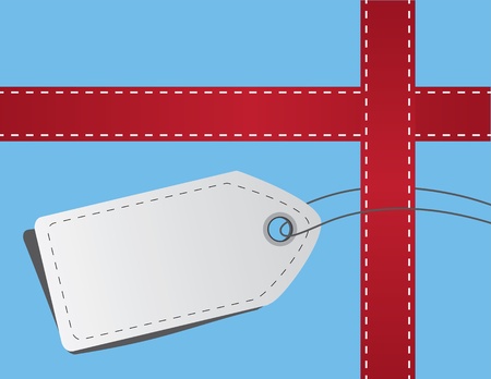 Red Ribbon and tag with stitching for giftのイラスト素材