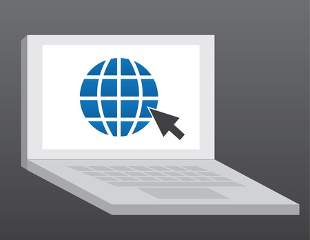Laptop computer with internet symbolのイラスト素材