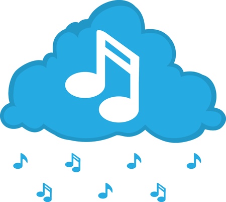Cloud with music notes floating down のイラスト素材