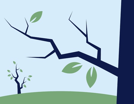 Branch with a few leaves about to fall のイラスト素材