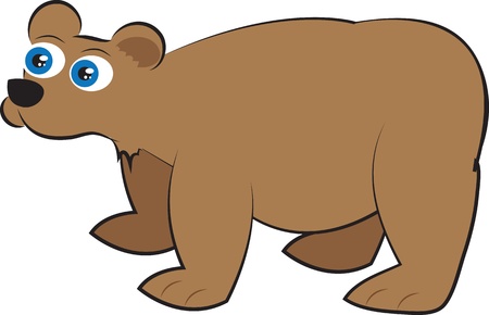 Isolated cartoon brown grizzly bear standing のイラスト素材