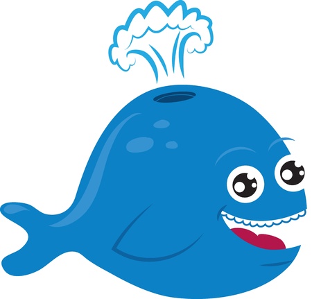 Cartoon whale smiling and spurting water のイラスト素材