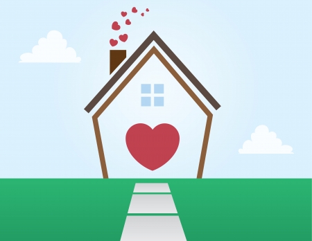 House outline abstract with Hearts のイラスト素材