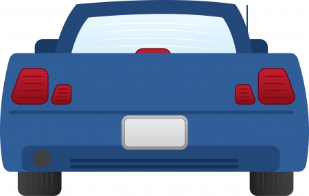 Isolated back of blue car のイラスト素材