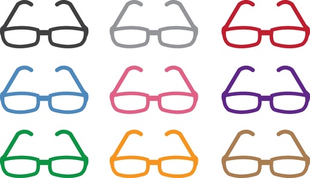Plastic framed glasses in various colors のイラスト素材